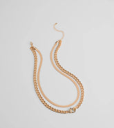 Sweet And Edgy Heart Layered Chain Necklace